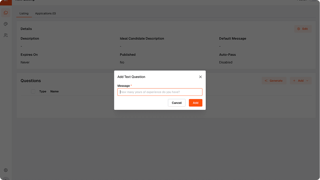 Create job listing interface